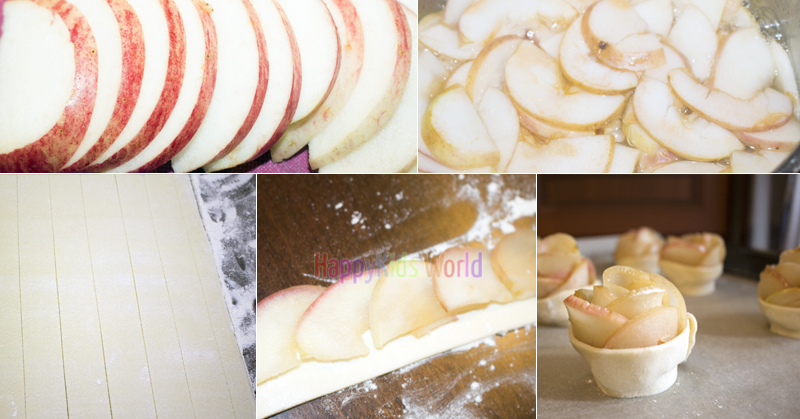 Рецепт приготовления яблочных розочек из слоеного теста